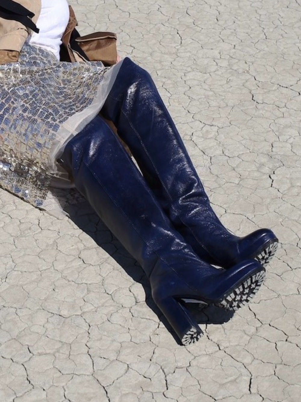 Classic Black Knee-High Leather Boots - Women's Tall Platform Heel